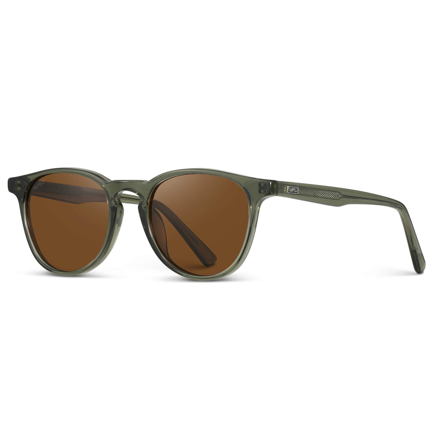 Crystal Sage / Brown Lens || Round Sunglasses with Green Frame and Brown Lenses