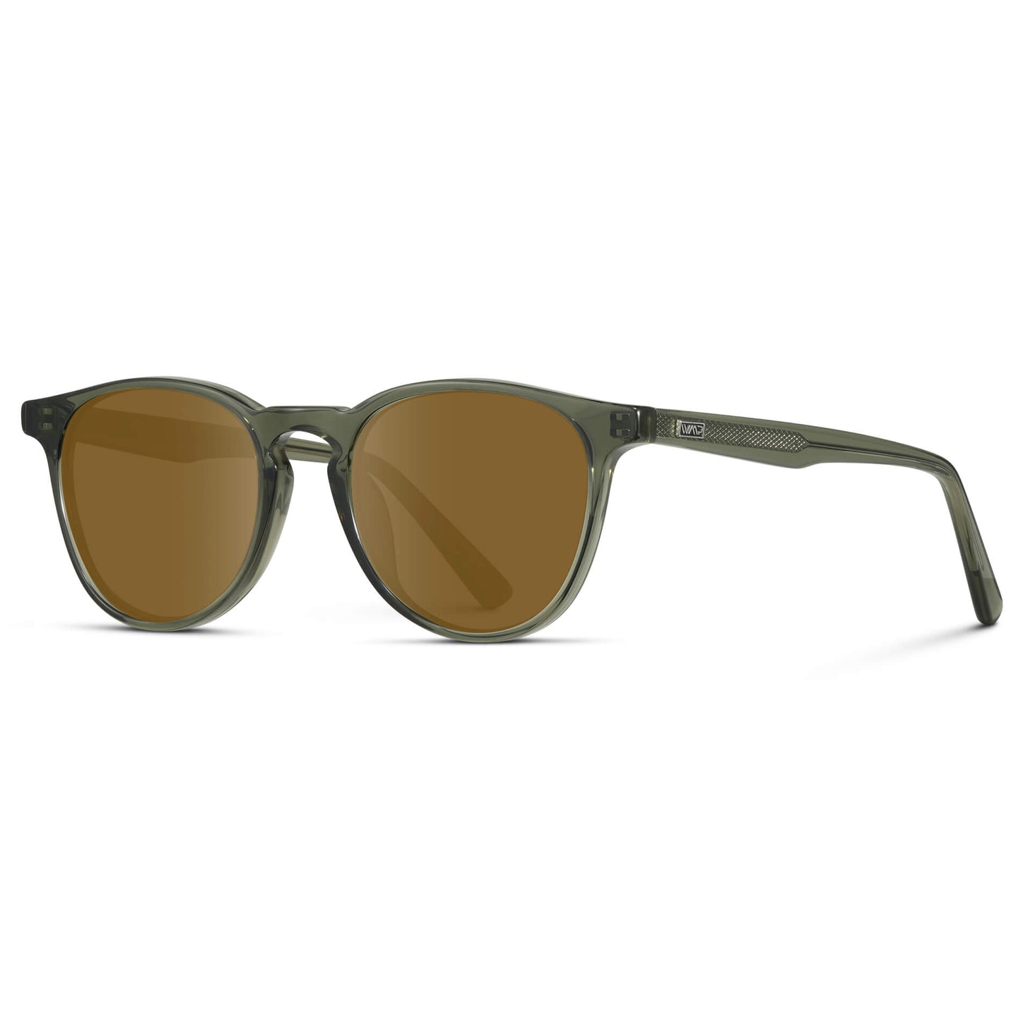 Crystal Sage / Amber Lens || Round Sunglasses with Green Frame and Brown Lenses
