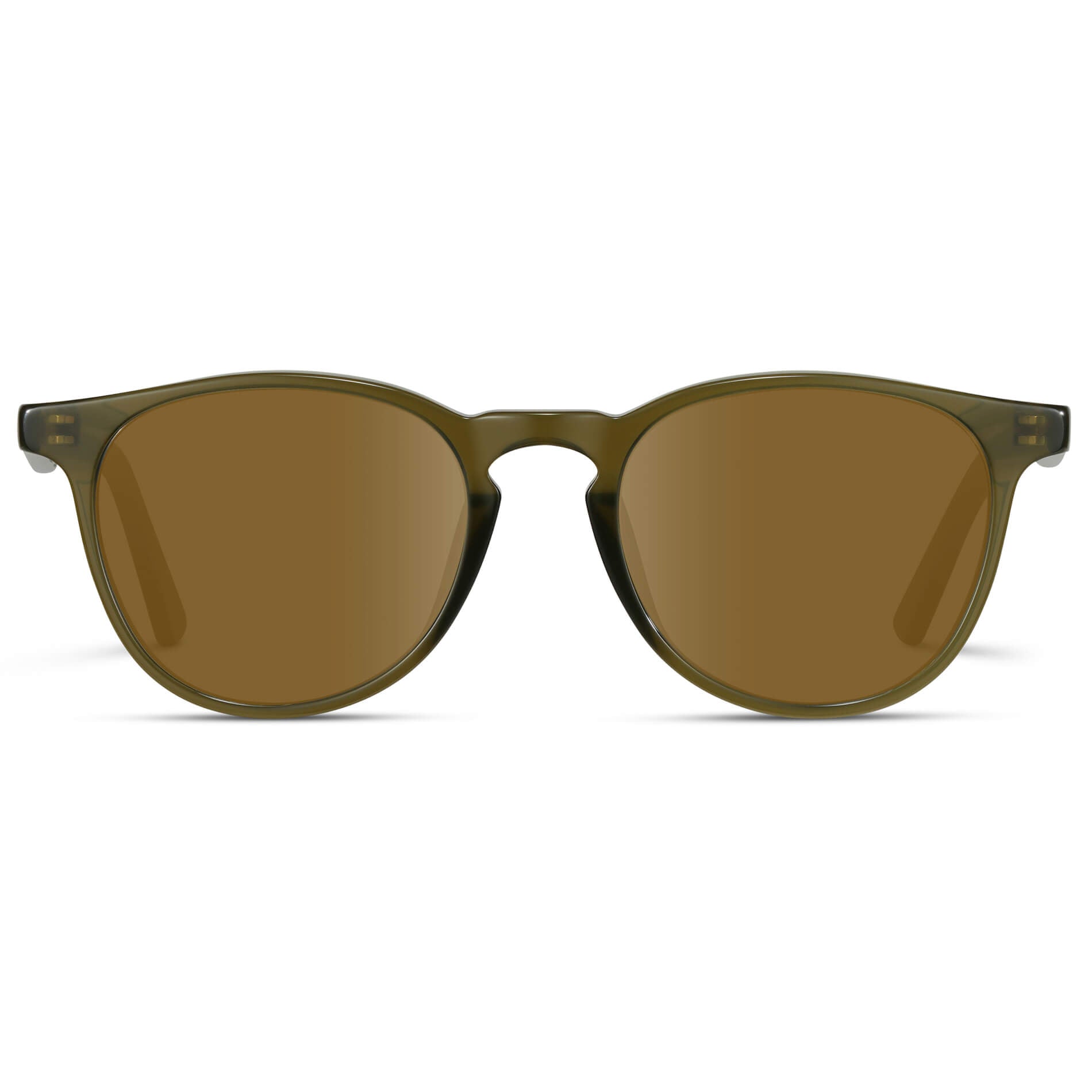 Saguaro Green / Amber Lens || Round Sunglasses with Green Frame and Brown Lenses
