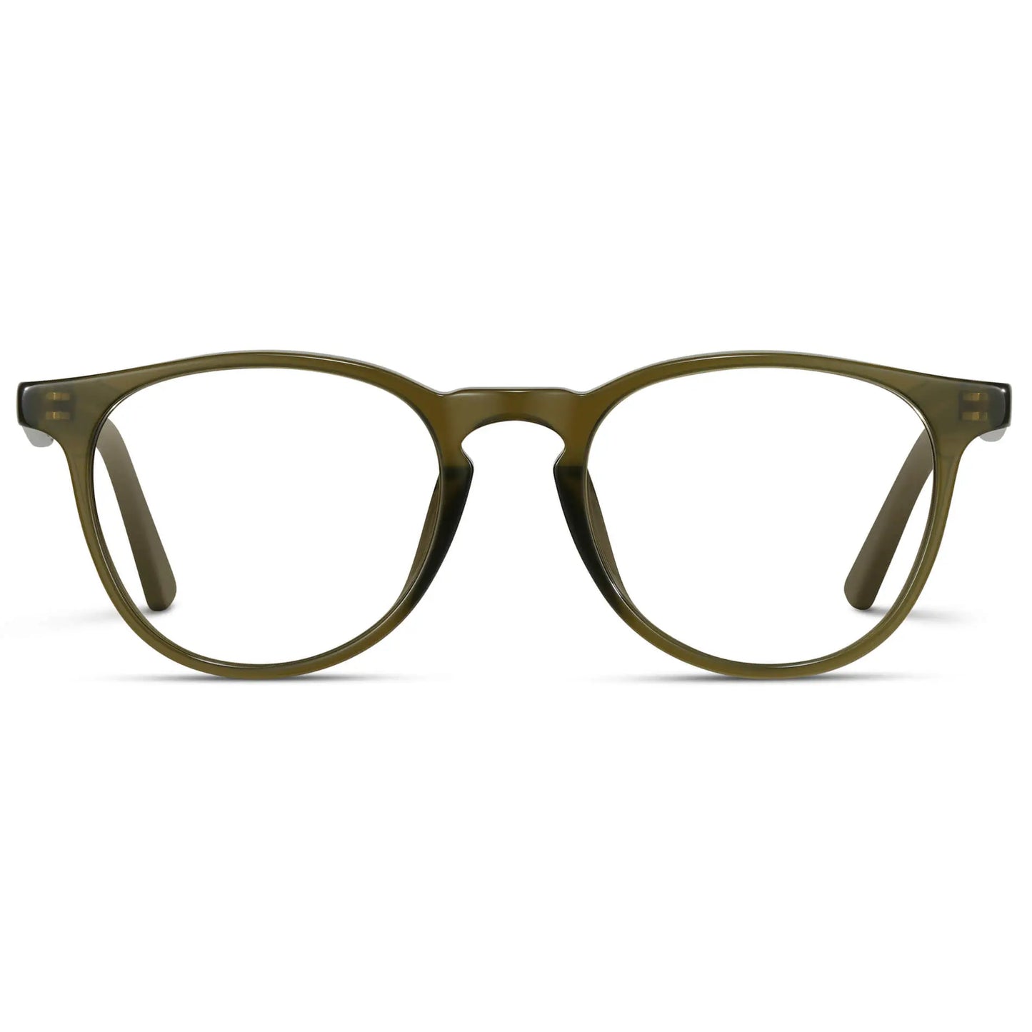 Saguaro Green || Men's Round Prescription Eyeglasses with Saguaro Green Frame and Clear Lenses on a white background