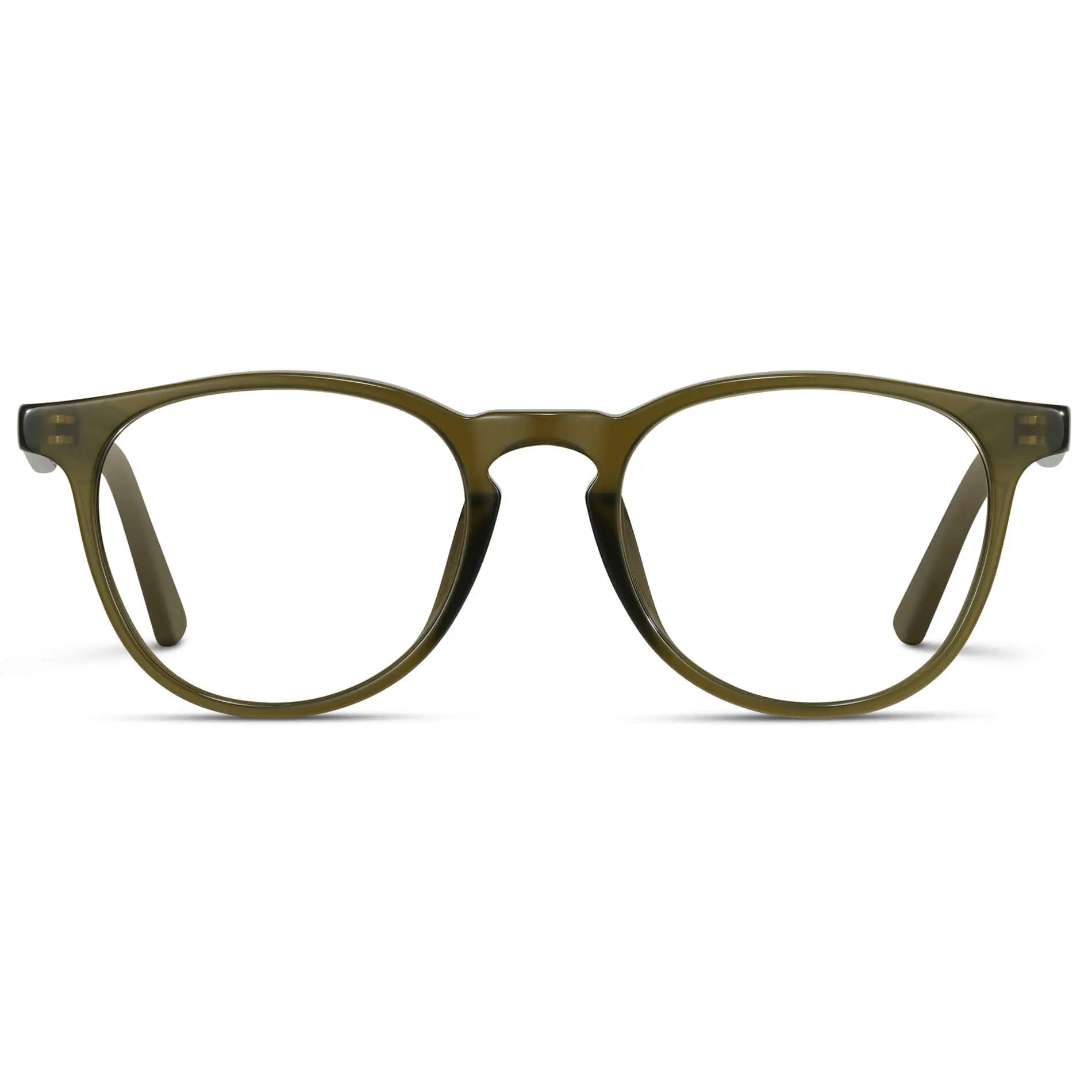 Saguaro Green || Men's Round Prescription Eyeglasses with Saguaro Green Frame and Clear Lenses on a white background