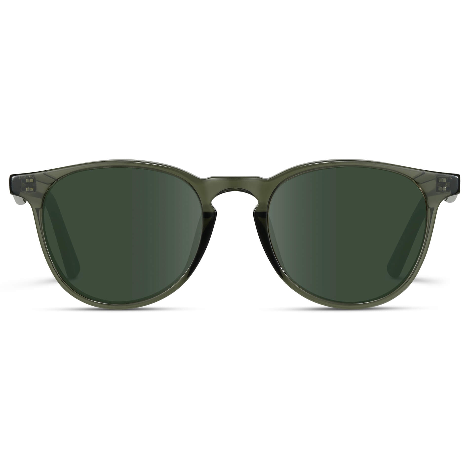 Crystal Sage / G15 Lens || Round Sunglasses with Green Frame and Green Lenses