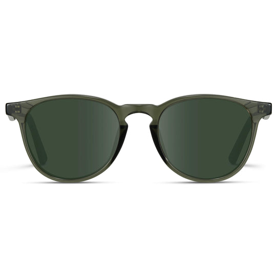 Crystal Sage / G15 Lens || Round Sunglasses with Green Frame and Green Lenses