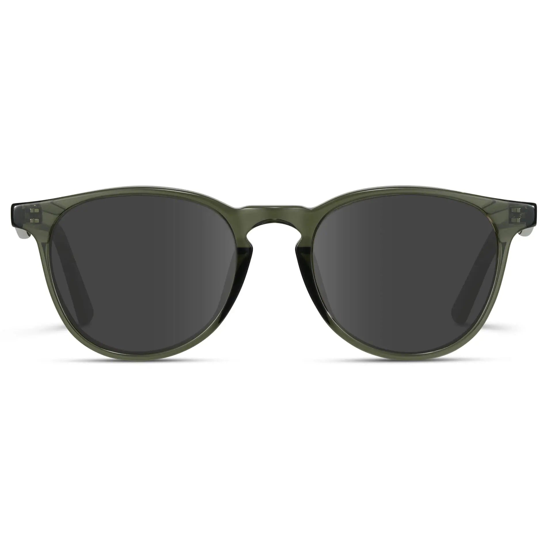 Crystal Sage / Grey || Men's Round Prescription Sunglasses with Crystal Sage Frame and Grey Lenses on a white background