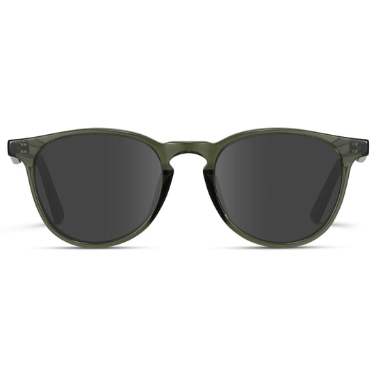 Crystal Sage / Grey Lens || Round Sunglasses with Green Frame and Grey Lenses
