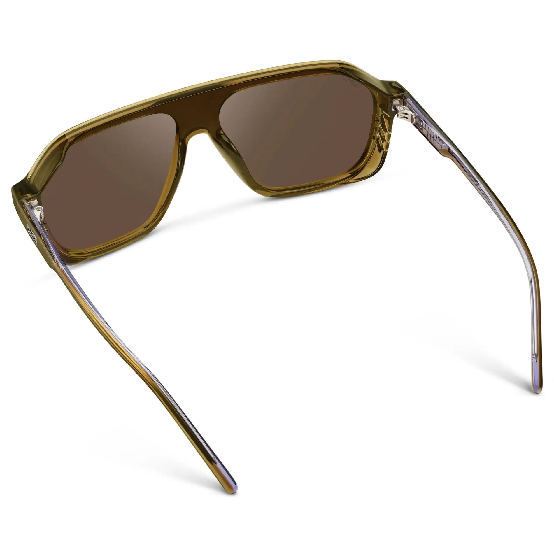 Crystal Verde / Brown Lens || Men's Rectangular Aviator Shield Sunglasses with Crystal Verde Acetate Frame and Brown Polarized Lens