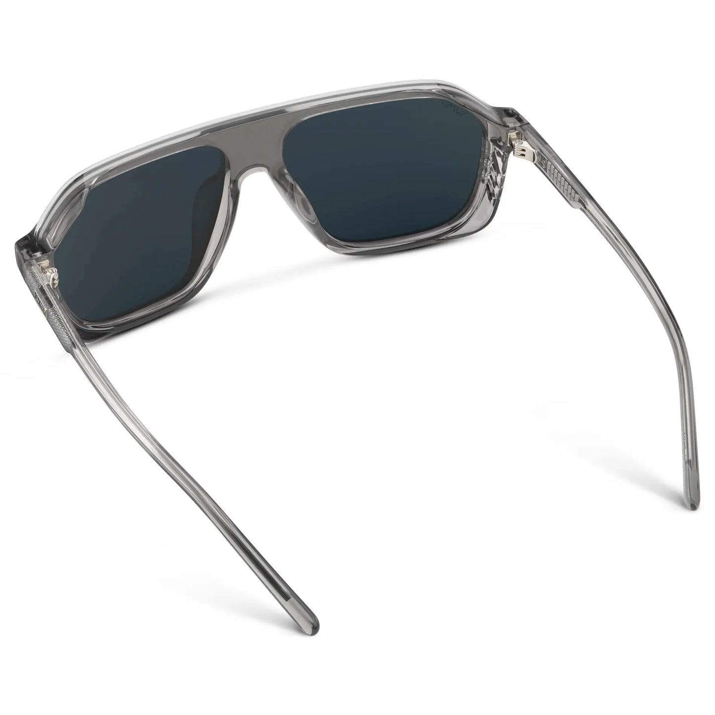 Ash Grey / Mirror Blue Lens || Men's Rectangular Aviator Shield Sunglasses with Ash Grey Acetate Frame and Blue Mirrored Polarized Lens