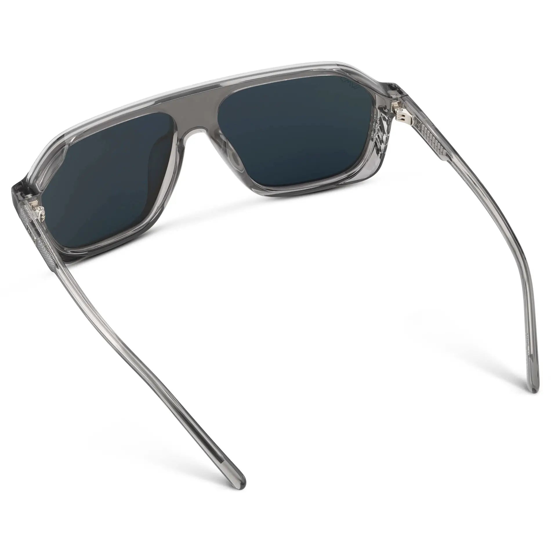 Ash Grey / Mirror Blue Lens || Men's Rectangular Aviator Shield Sunglasses with Ash Grey Acetate Frame and Blue Mirrored Polarized Lens