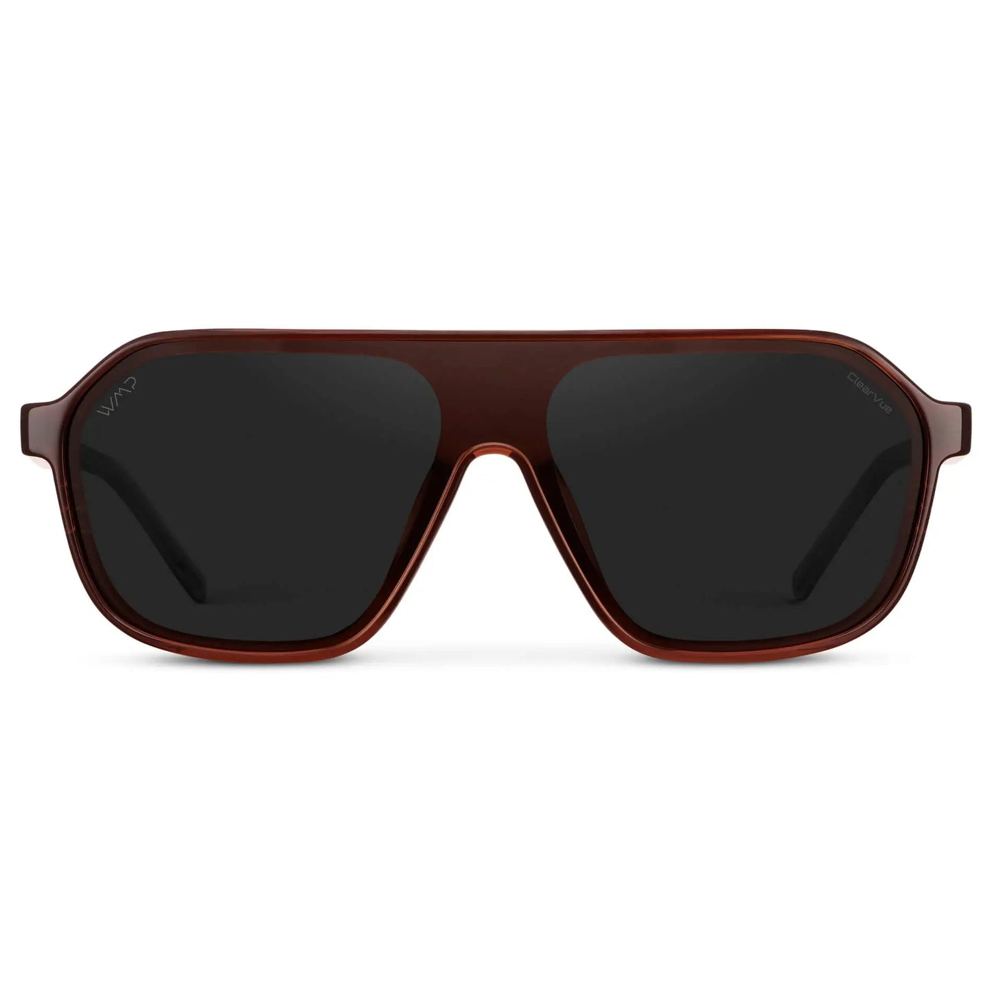 Crimson Red / Black Lens || Men's Rectangular Aviator Shield Sunglasses with Crimson Red Acetate Frame and Black Polarized Lens