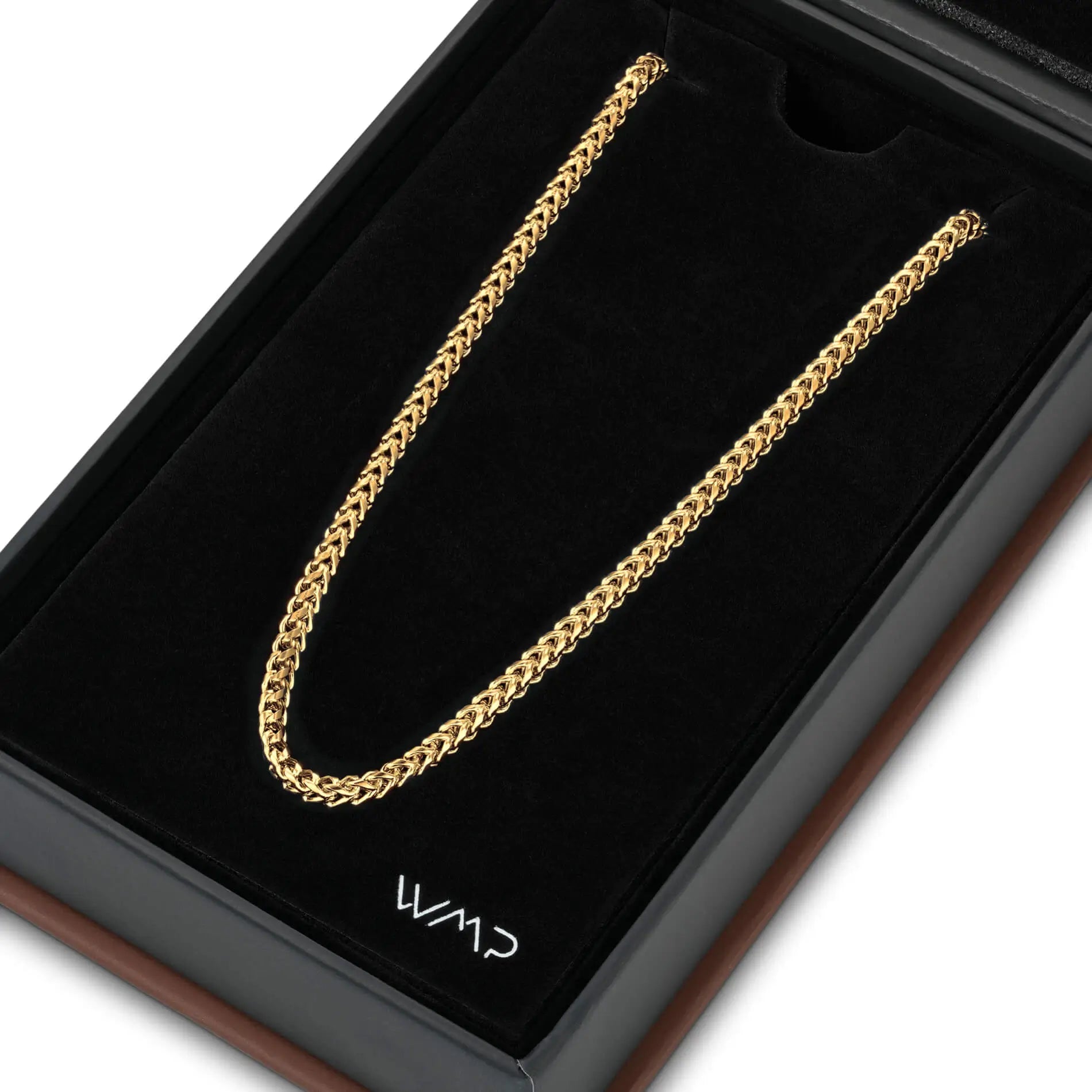 Gold / 20" || Gold Block Chain Necklace in a jewelry box