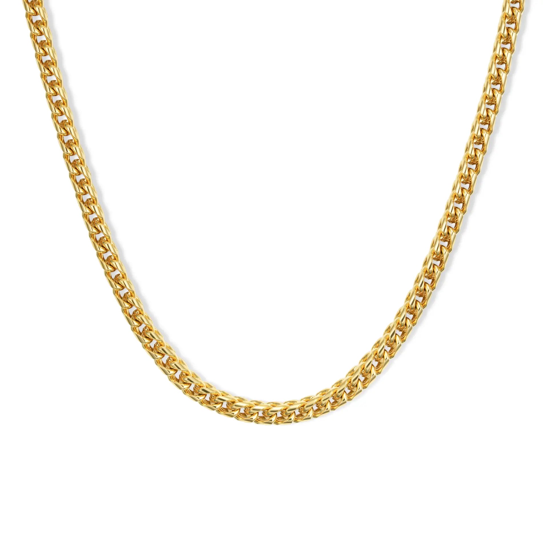 Gold / 20" || Gold Block Chain Necklace on a white background
