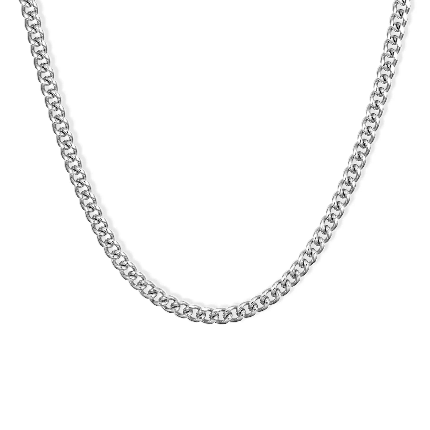 Silver / 20" || Silver Simple Chain Necklace on a white background