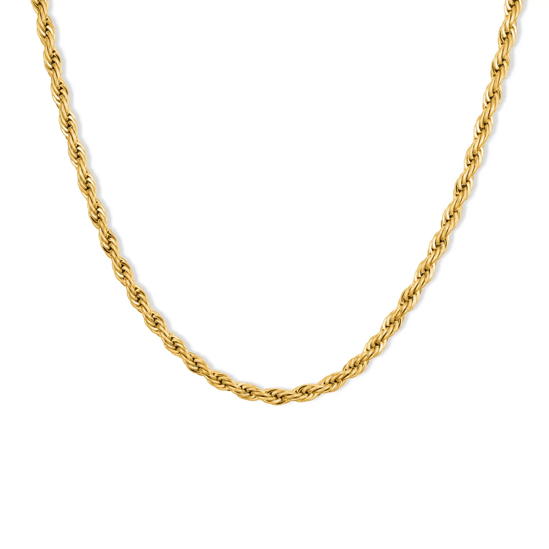 Gold / 20" || Twisted Gold Chain Necklace on a white background