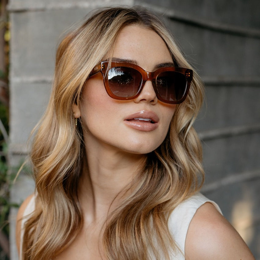 Crystal Chestnut Brown / Brown Lens || Brown Cateye Frame Sunglasses with Brown Polarized Lenses