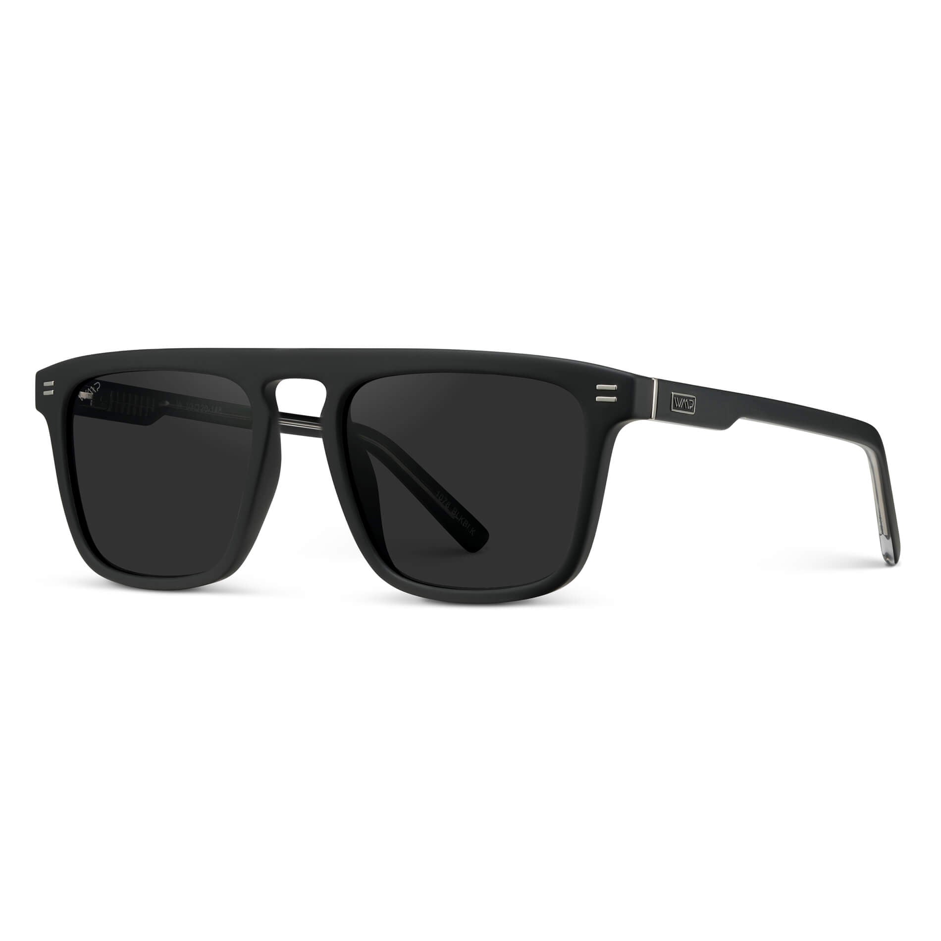 Matte Black / Black Lens || Black Square Sunglasses with Black Lenses