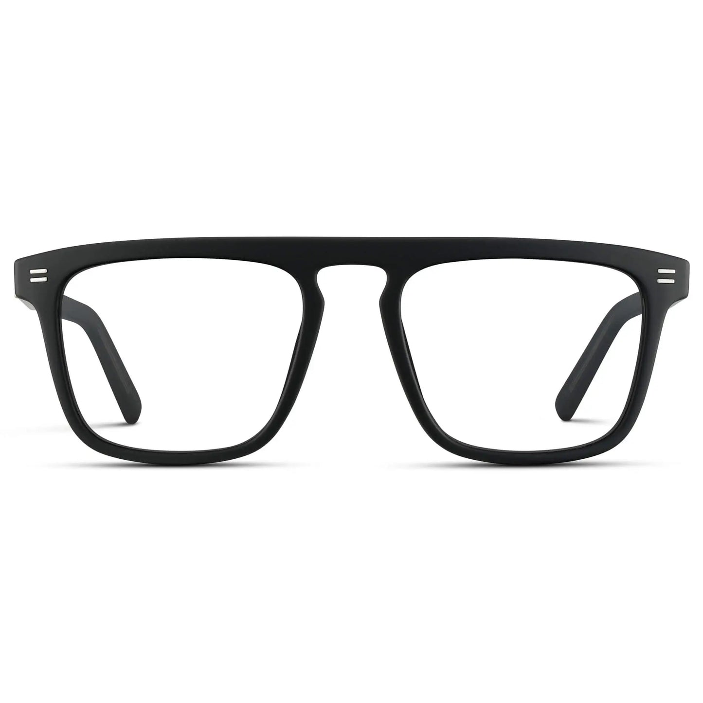 Matte Black || Men's Oversized Square Prescription Glasses with Black Frames and Clear Lenses on a white background