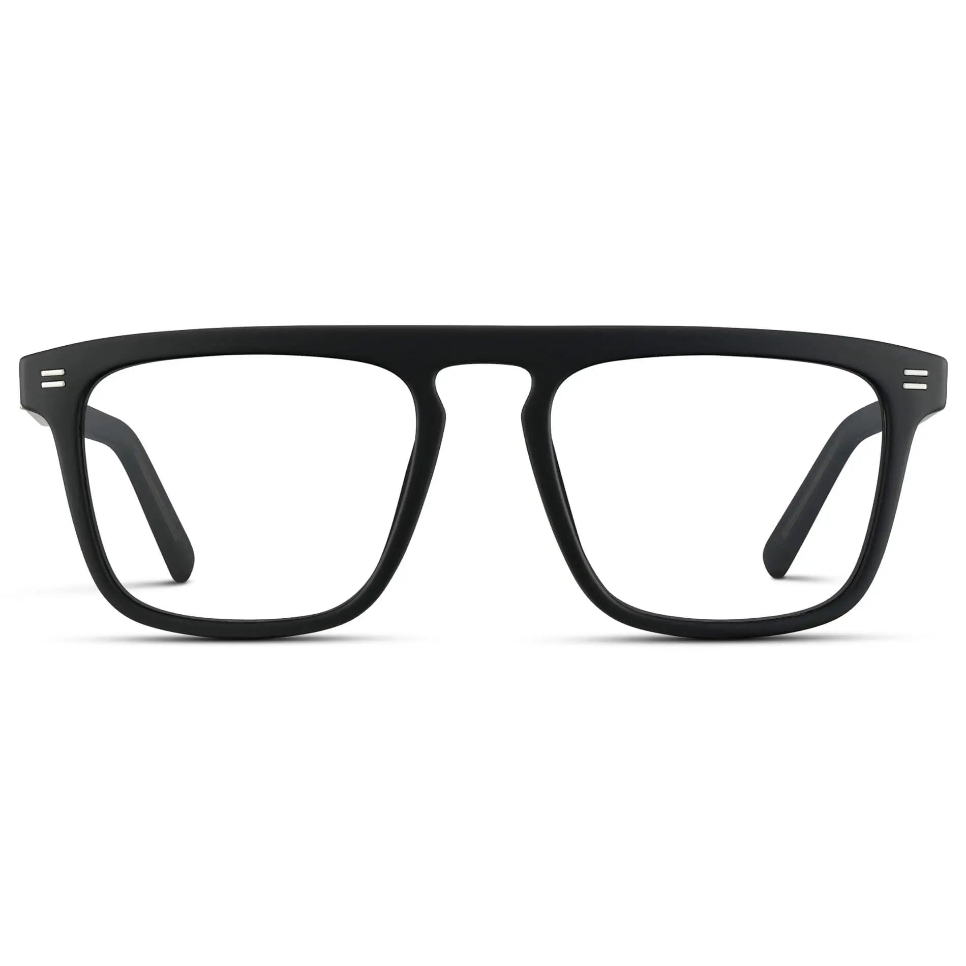 Matte Black || Men's Oversized Square Prescription Glasses with Black Frames and Clear Lenses on a white background