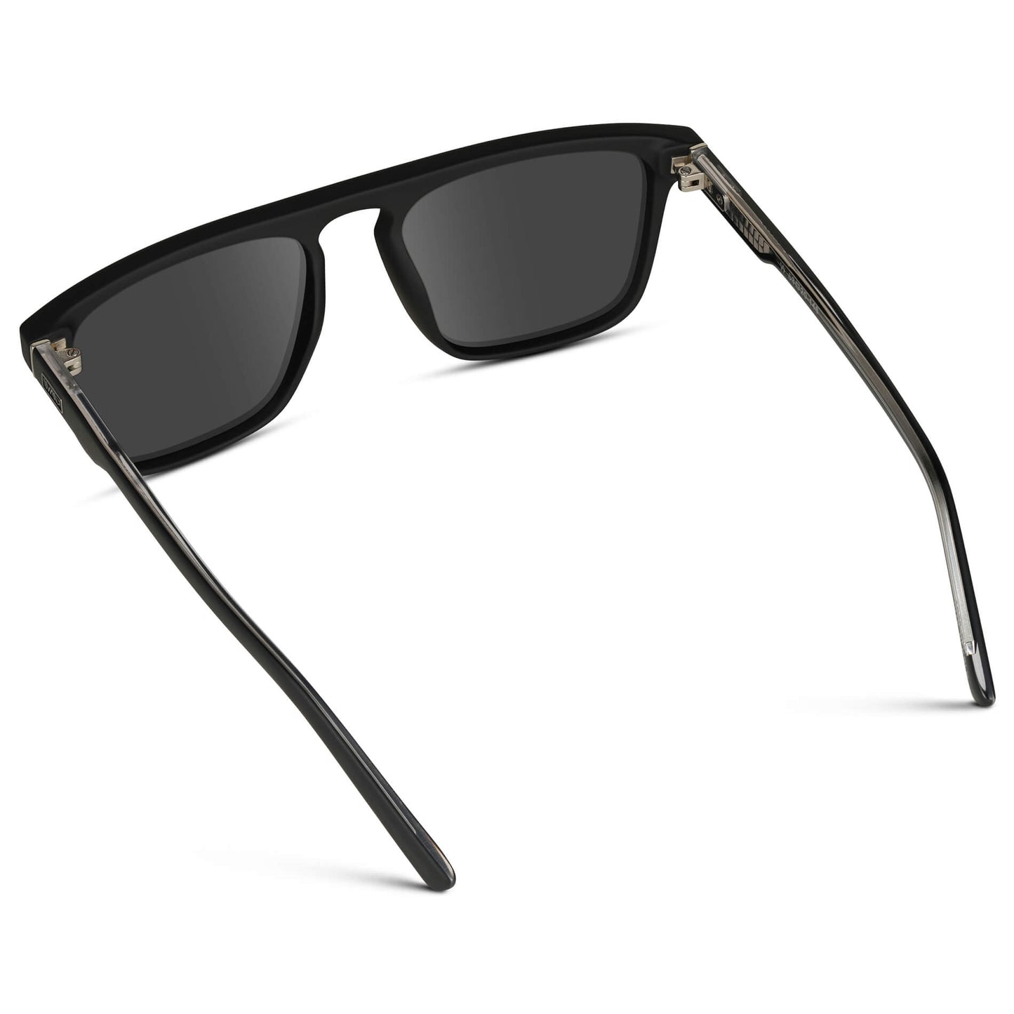 Matte Black / Grey Lens || Sleek and modern eyeglasses with thick, straight lines with slightly rounded corners in matte black frame with Grey lenses
