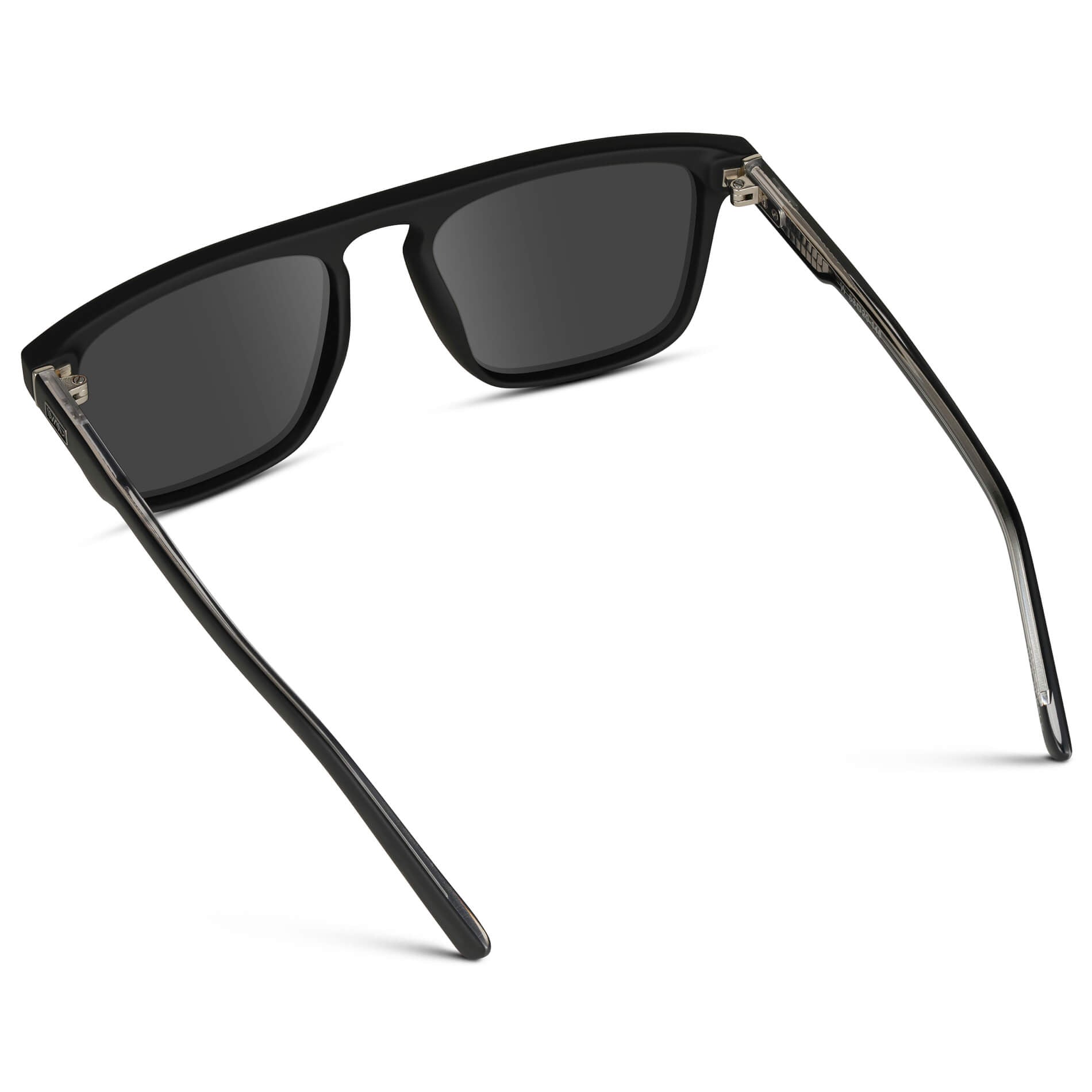 Matte Black / Grey Lens || Sleek and modern eyeglasses with thick, straight lines with slightly rounded corners in matte black frame with Grey lenses