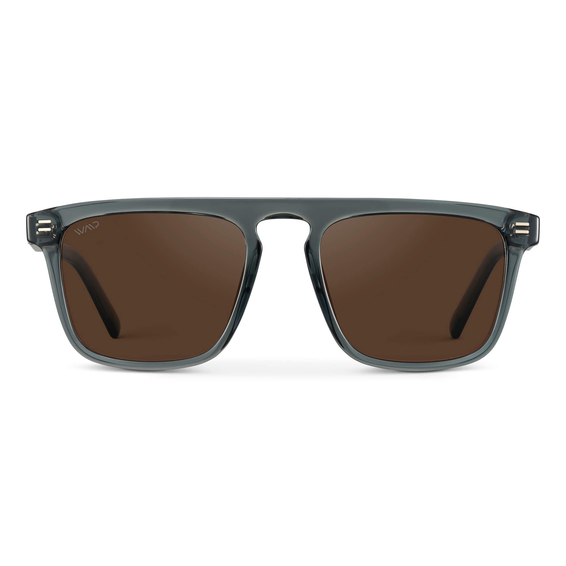 Crystal Stone Blue / Brown Lens || Blue Square Sunglasses with Brown Lenses