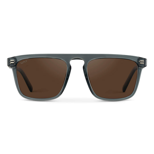 Crystal Stone Blue / Brown Lens || Blue Square Sunglasses with Brown Lenses