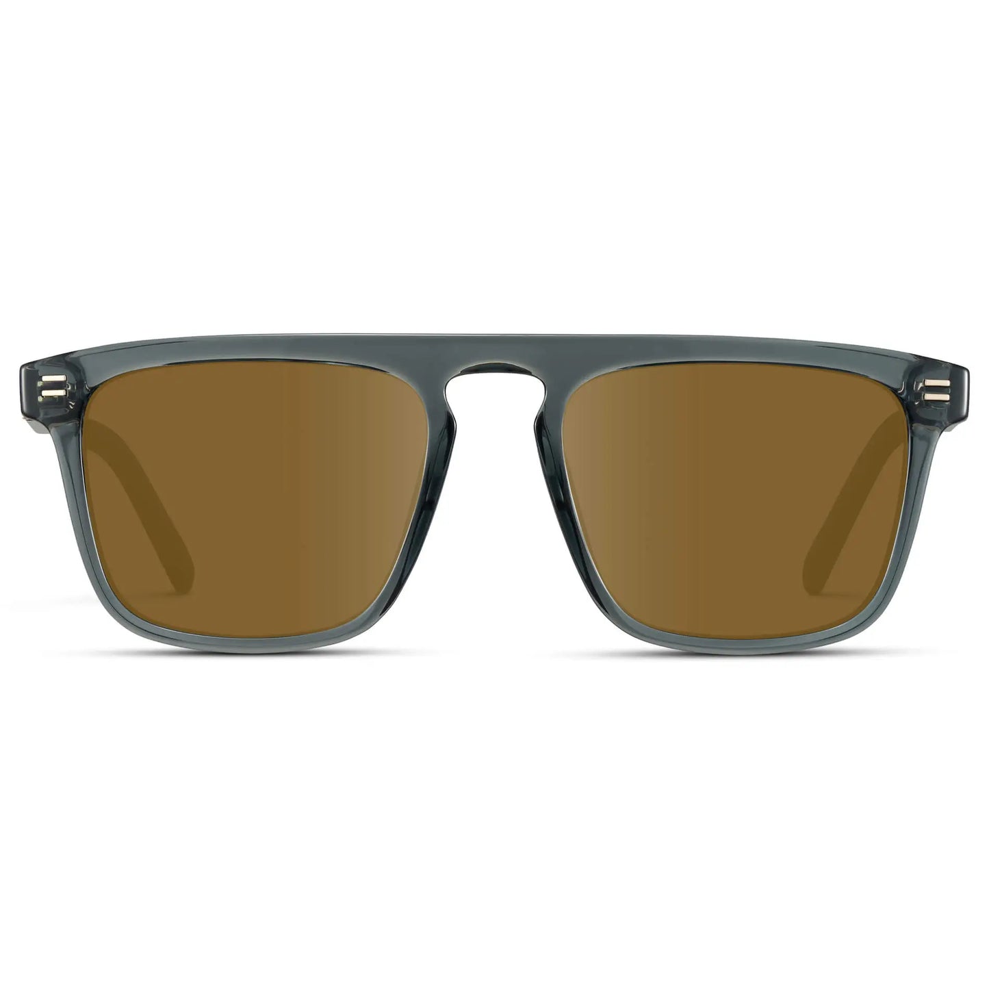 Crystal Stone Blue / Amber || Front view of Men's Sleek and Modern Prescription Sunglasses with Crystal Blue Frame and Brown Lenses