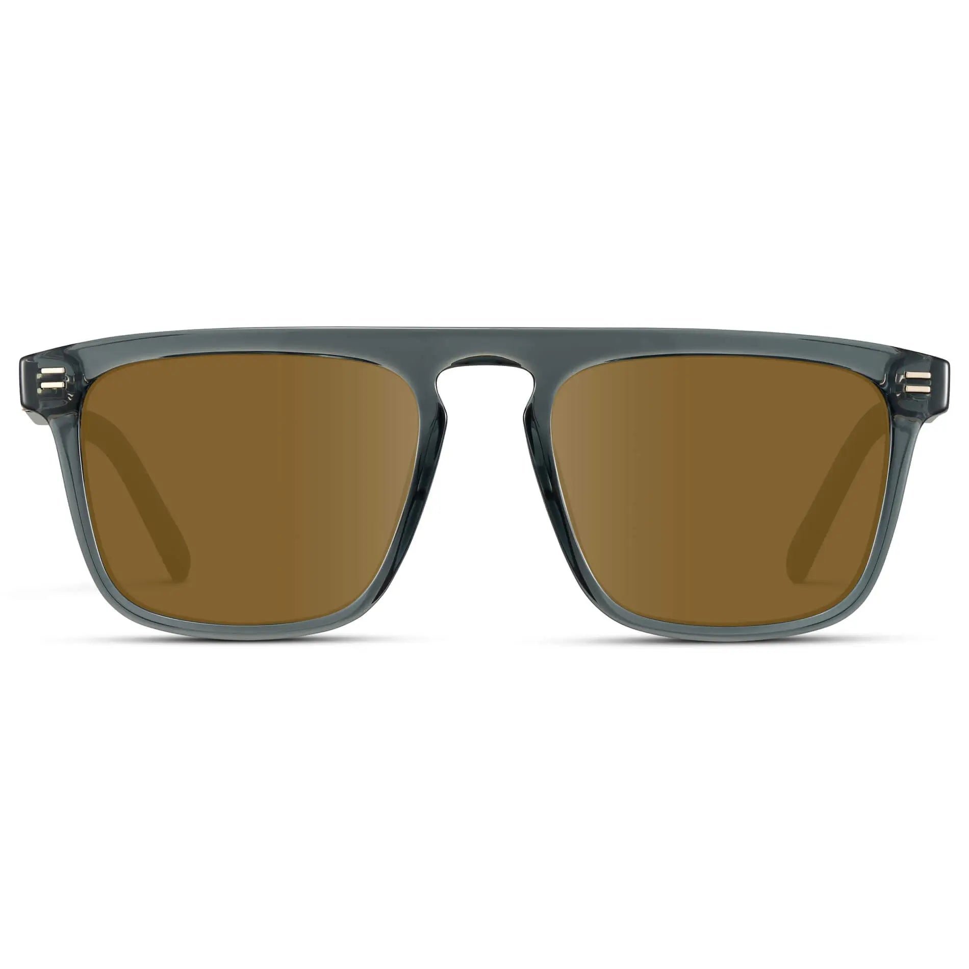 Crystal Stone Blue / Amber || Front view of Men's Sleek and Modern Prescription Sunglasses with Crystal Blue Frame and Brown Lenses