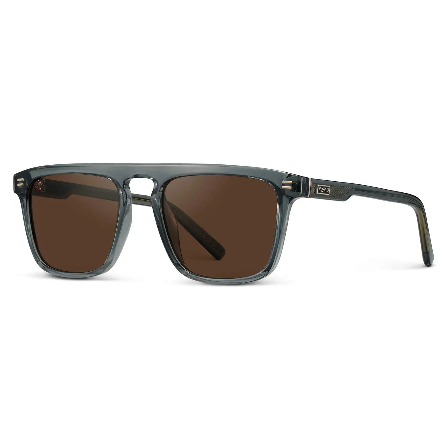 Crystal Stone Blue / Brown Lens || Men's Blue Square Sunglasses with Brown Polarized Lenses