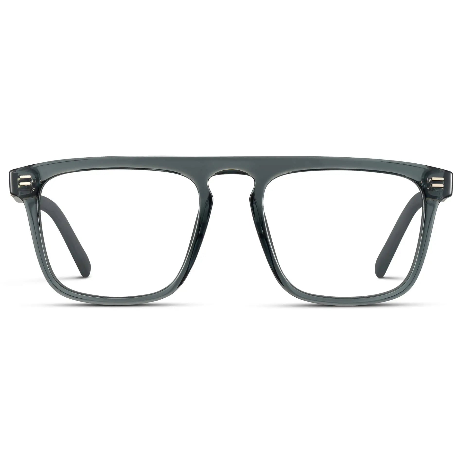 Crystal Stone Blue || Men's Oversized Square Prescription Glasses with Crystal Stone Blue Frames and Clear Lenses on a white background