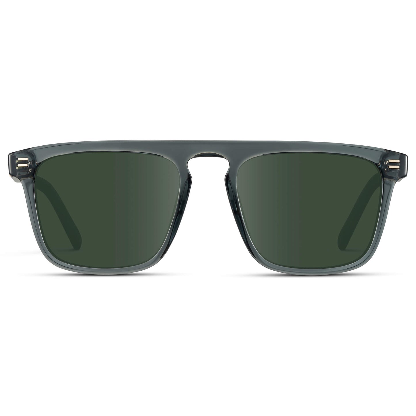 Crystal Stone Blue / G15 Lens || Sleek and modern eyeglasses with thick, straight lines with slightly rounded corners in nautical crystal blue frame with green lenses