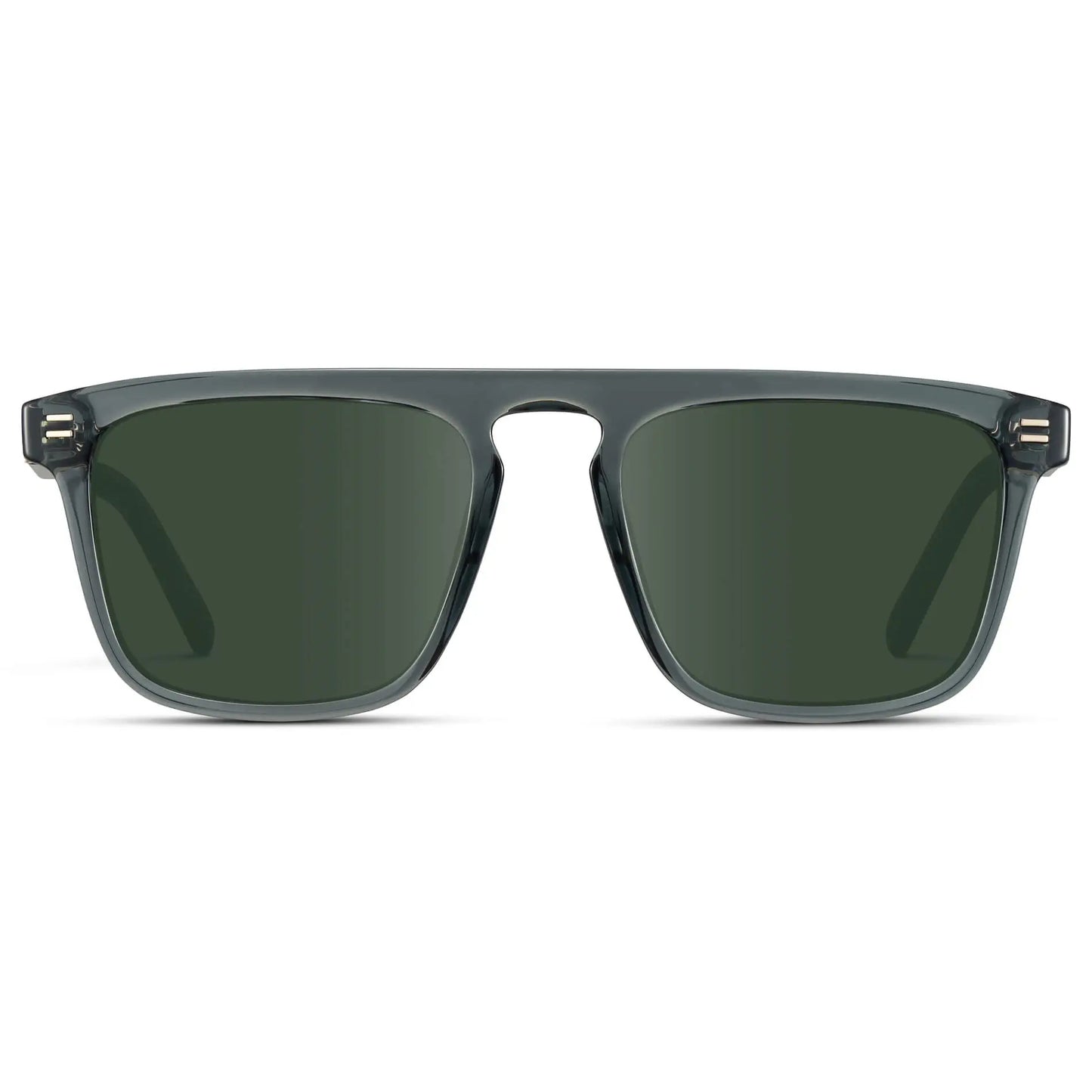 Crystal Stone Blue / G15 || Front view of Men's Sleek and Modern Prescription Sunglasses with Crystal Blue Frame and Green Lenses