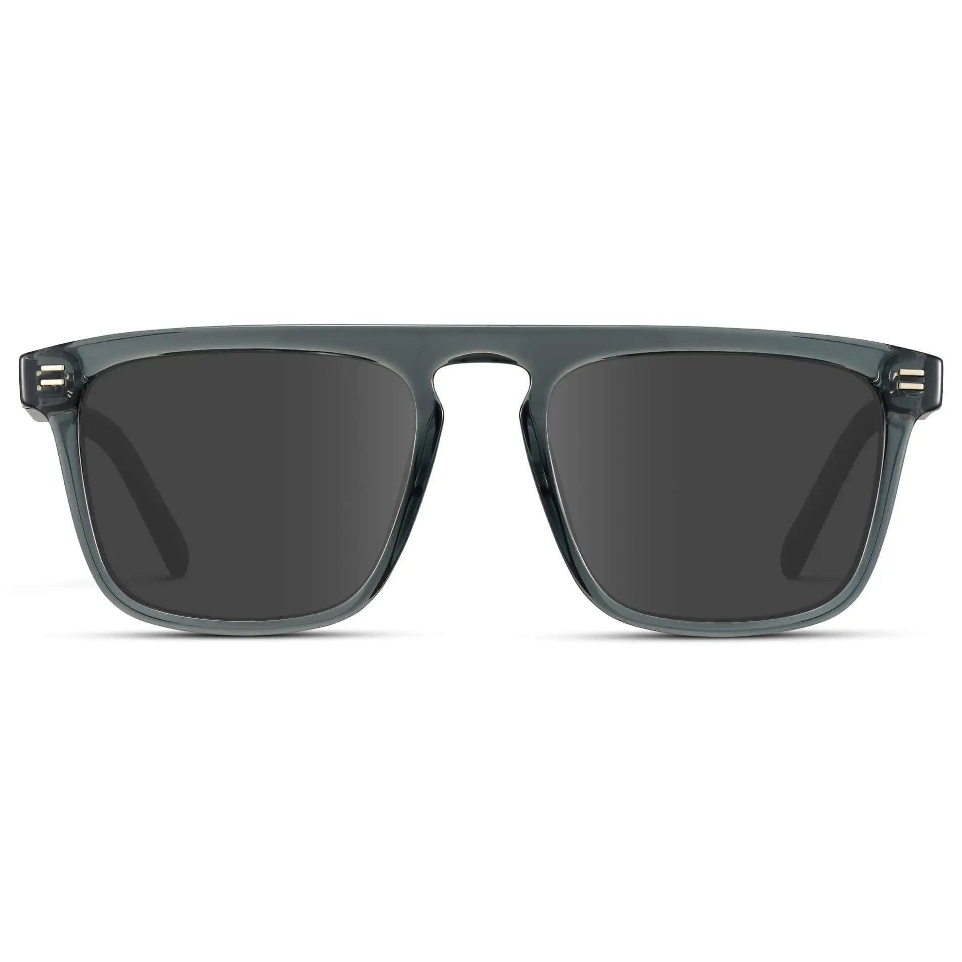 Crystal Stone Blue / Grey || Front view of Men's Sleek and Modern Prescription Sunglasses with Crystal Blue Frame and Grey Lenses