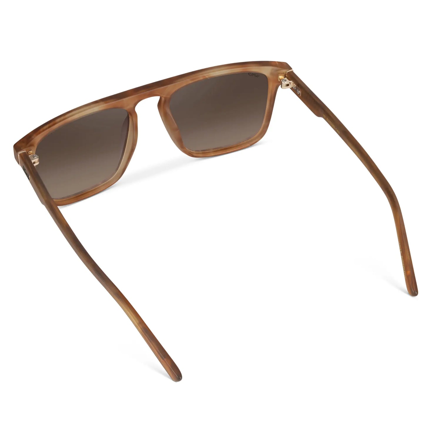 Frosted Oakwood Brown / Brown Gradient Lens || Back view of Men's Brown Square Sunglasses with Brown Polarized Lenses on a white background