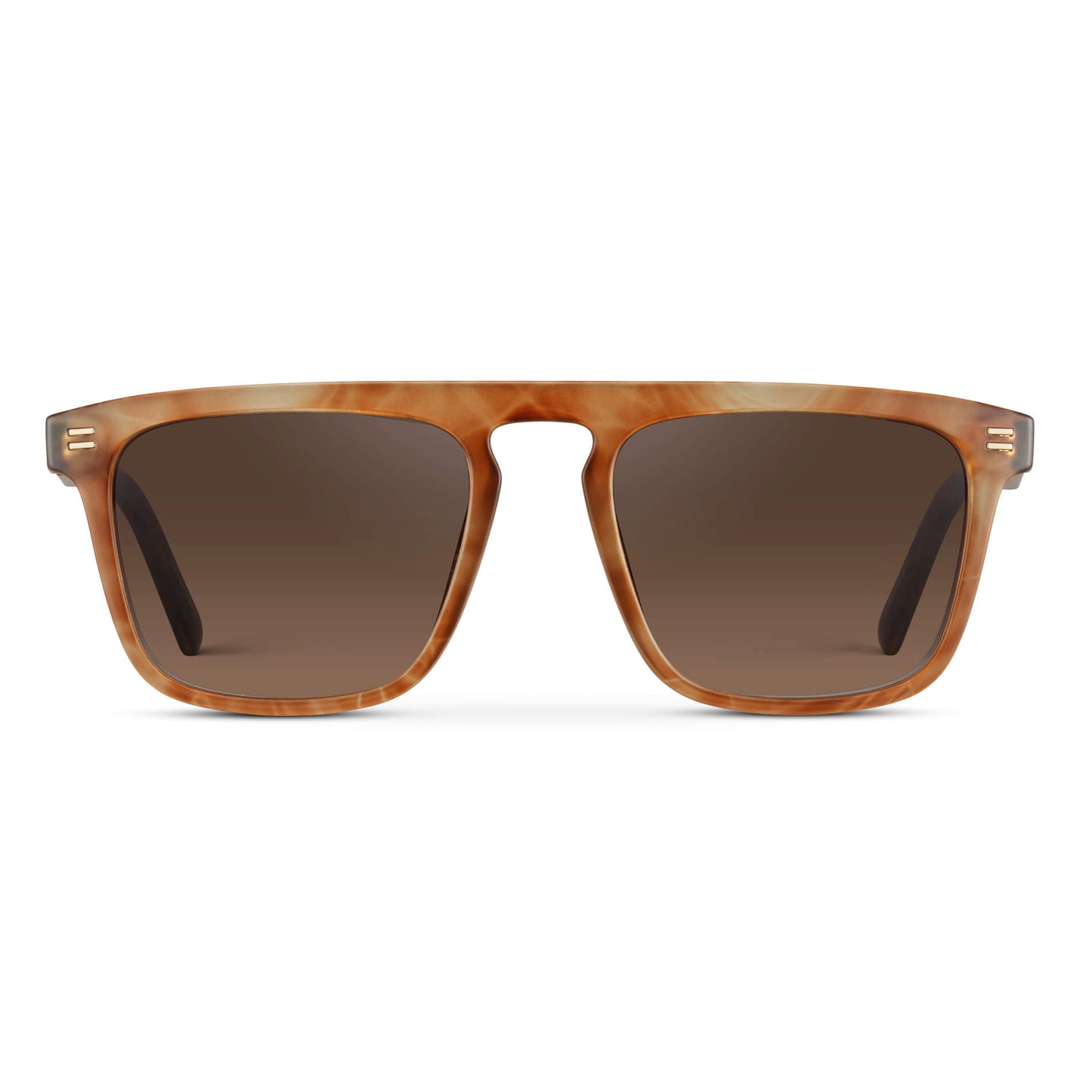 Frosted Oakwood Brown / Brown Gradient Lens || Brown Square Sunglasses with Brown Lenses