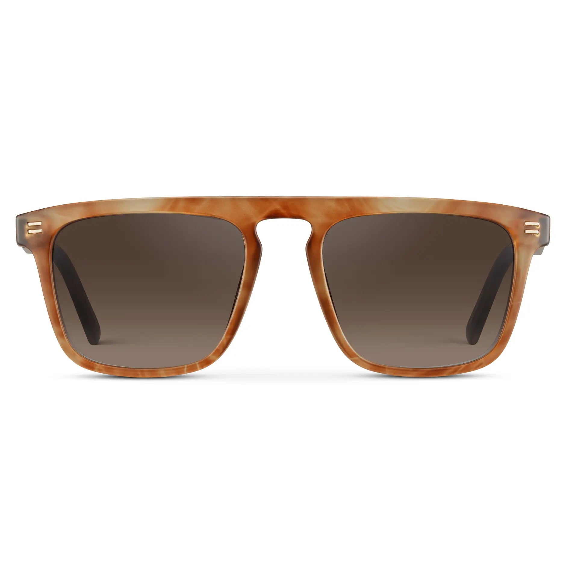 Frosted Oakwood Brown / Brown Gradient Lens || Men's Brown Square Sunglasses with Brown Polarized Lenses on a white background
