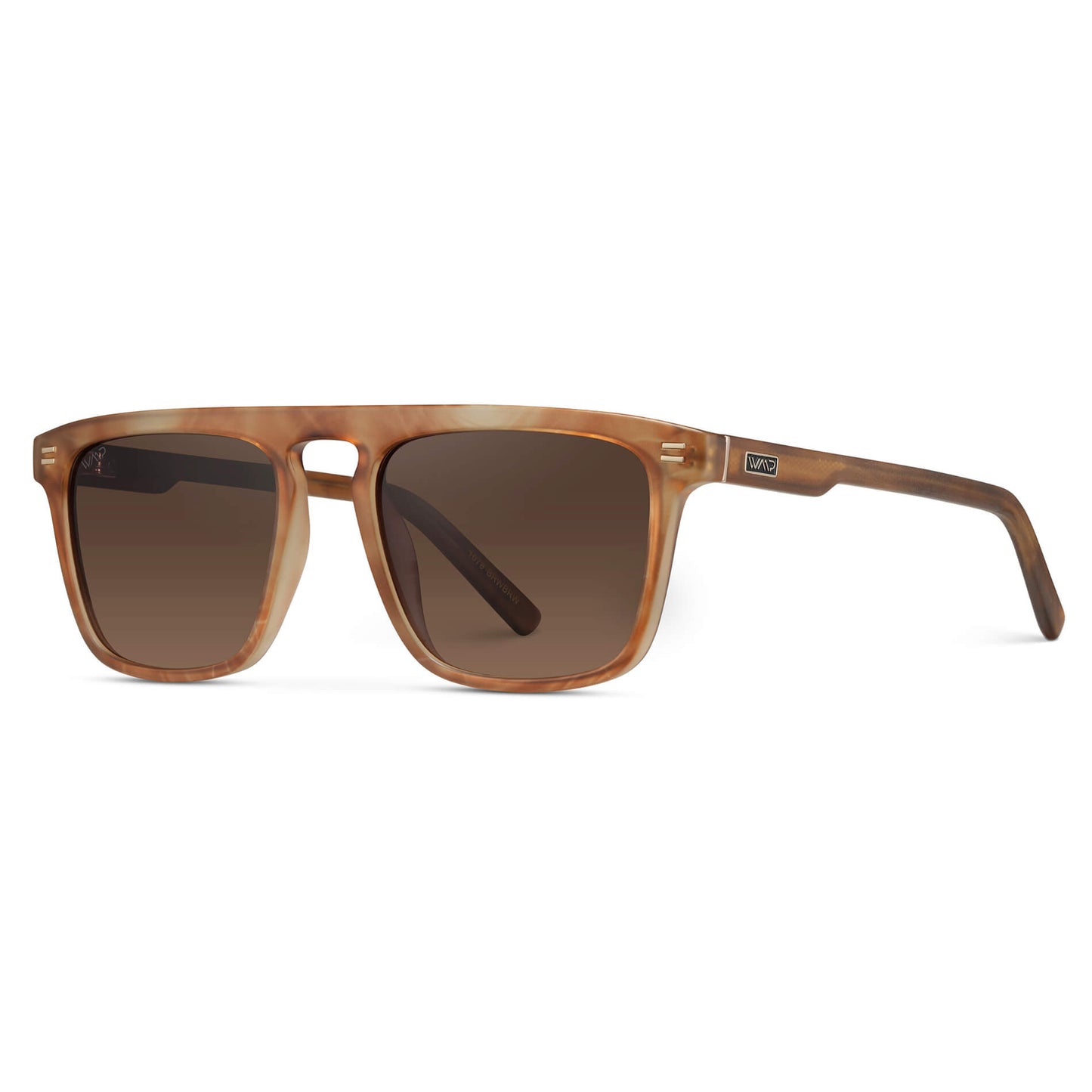 Frosted Oakwood Brown / Brown Gradient Lens || Brown Square Sunglasses with Brown Lenses