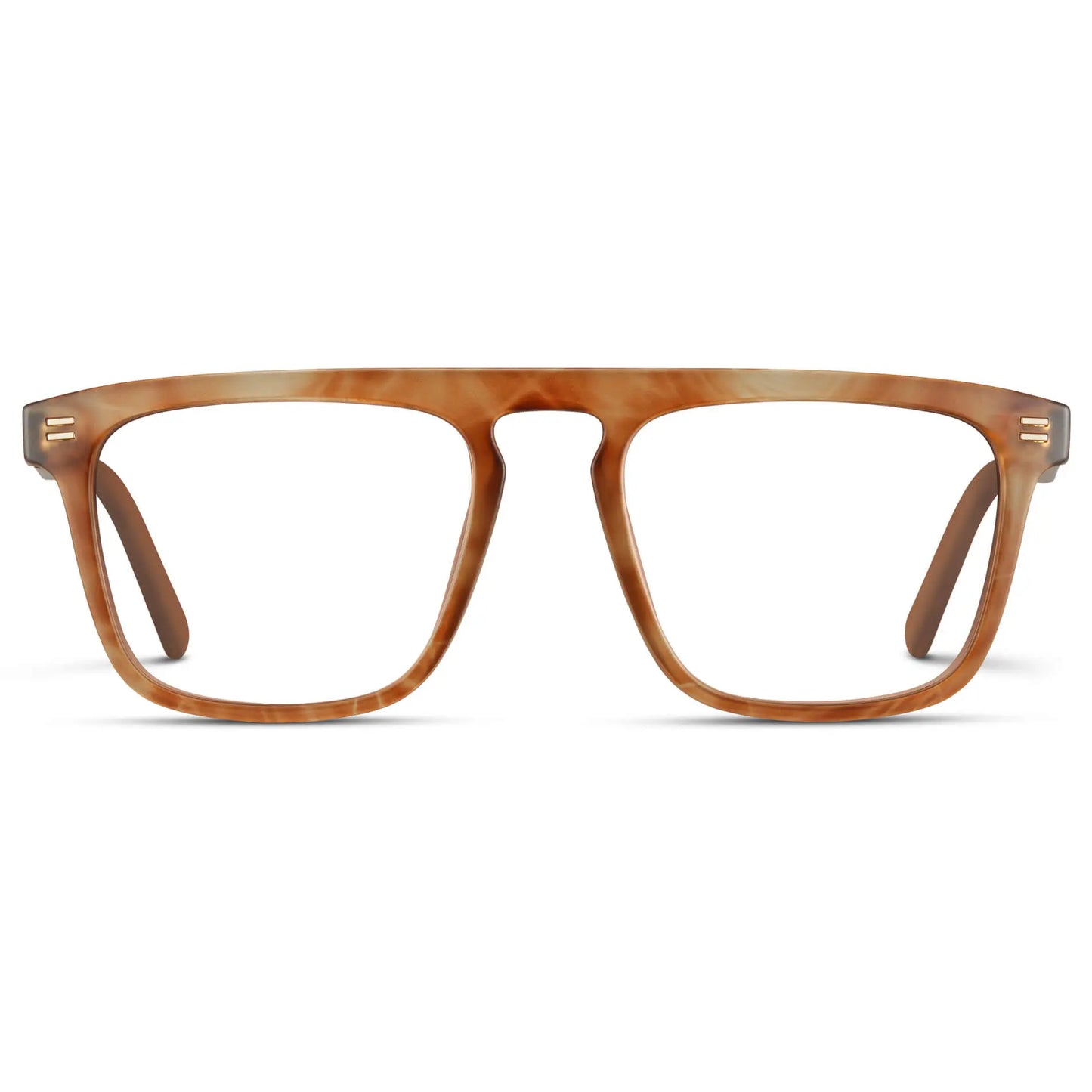 Frosted Oakwood Brown || Men's Oversized Square Prescription Glasses with Frosted Oakwood Brown Frames and Clear Lenses on a white background