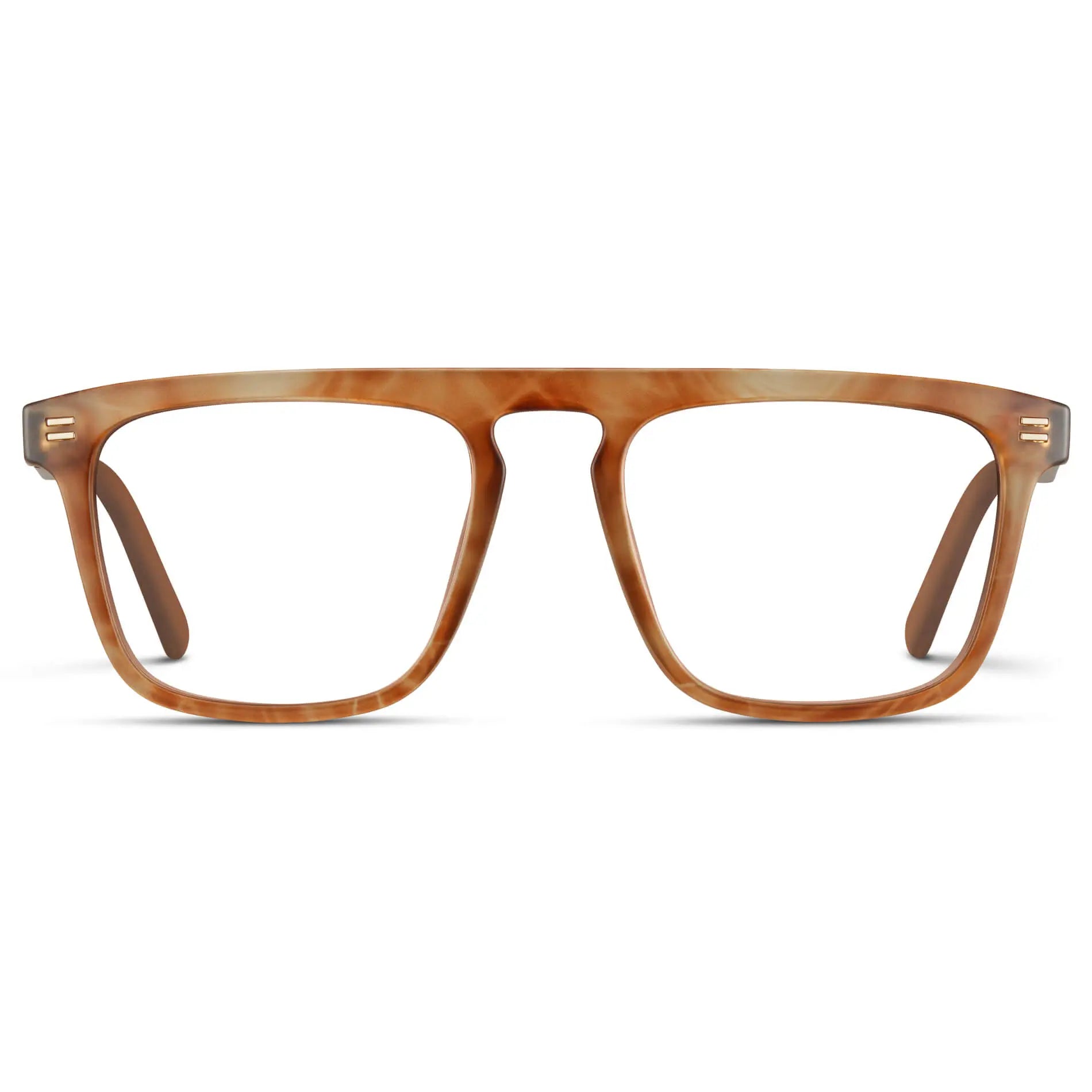 Frosted Oakwood Brown || Men's Oversized Square Prescription Glasses with Frosted Oakwood Brown Frames and Clear Lenses on a white background