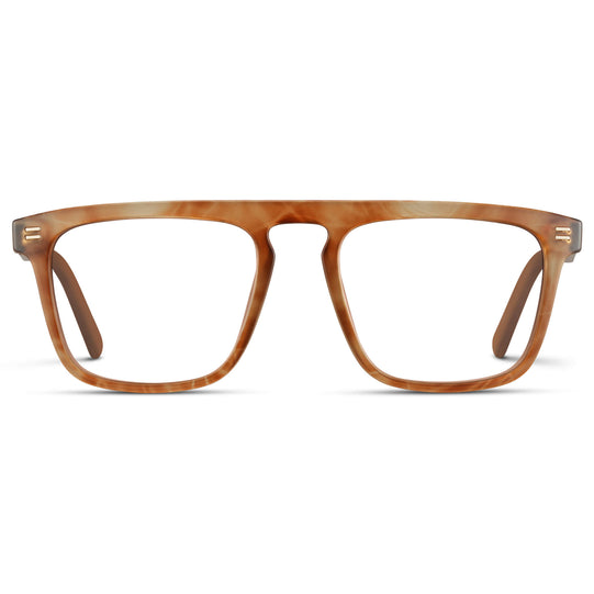 Frosted Oakwood Brown || Prescription Frames with Clear Lens