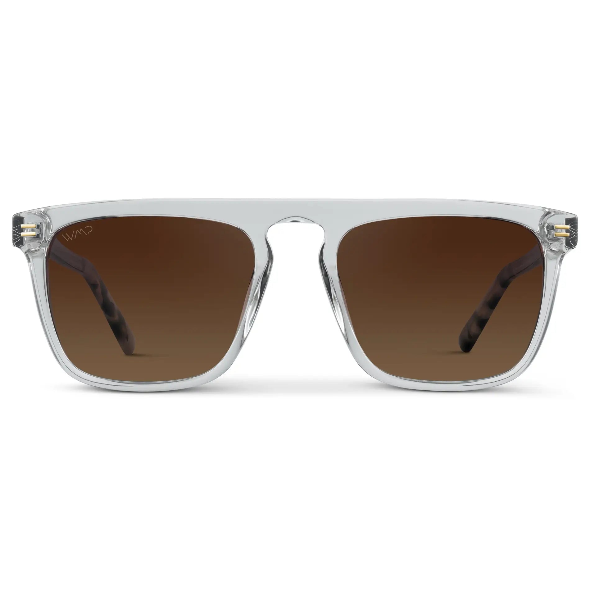 Ice Grey / Brown Gold Gradient Lens || Men's Ice Grey Square Sunglasses with Brown Gold Gradient Polarized Lenses on a white background