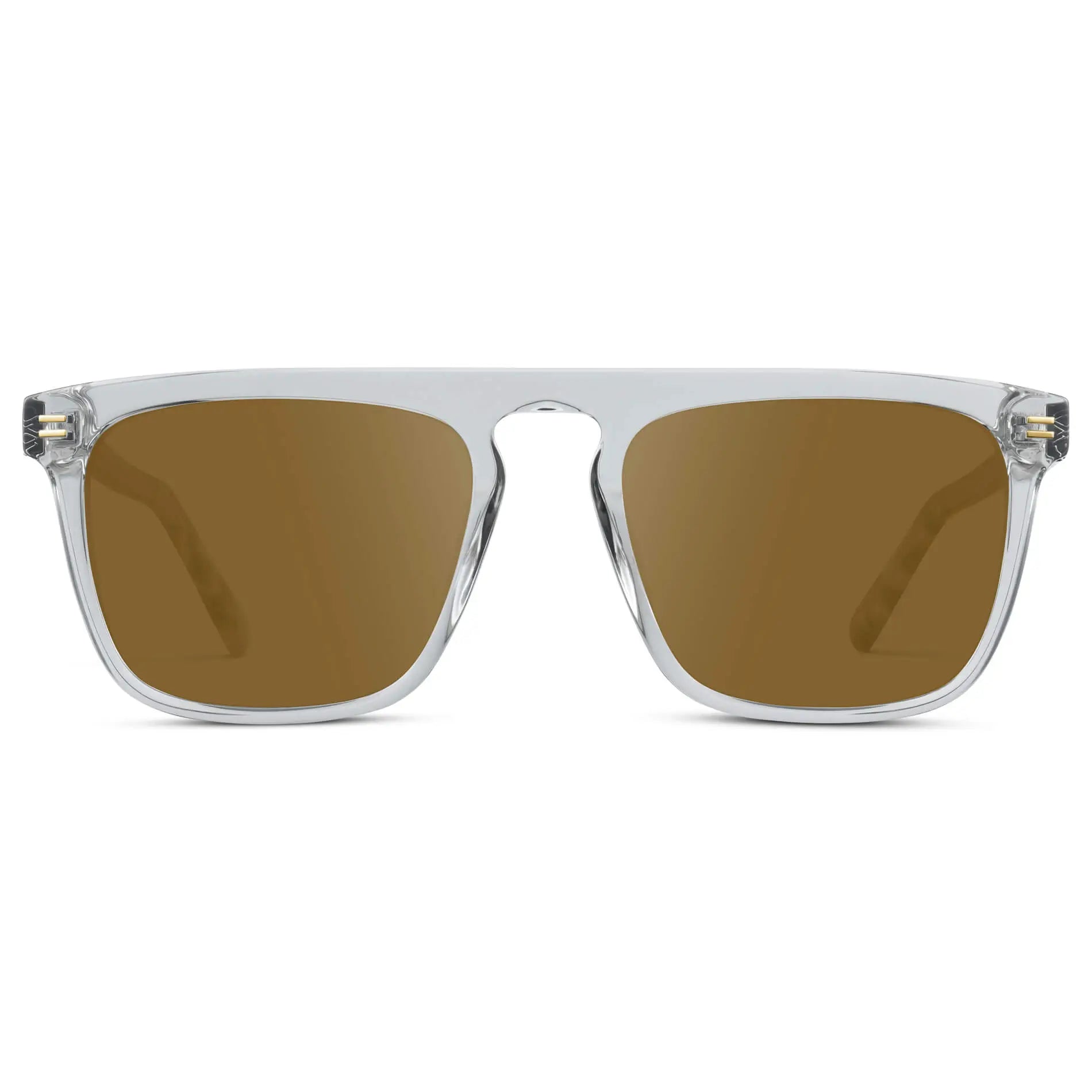 Ice Grey / Amber || Men's Oversized Square Prescription Sunglasses with Ice Grey Frames and Brown Lenses on a white background