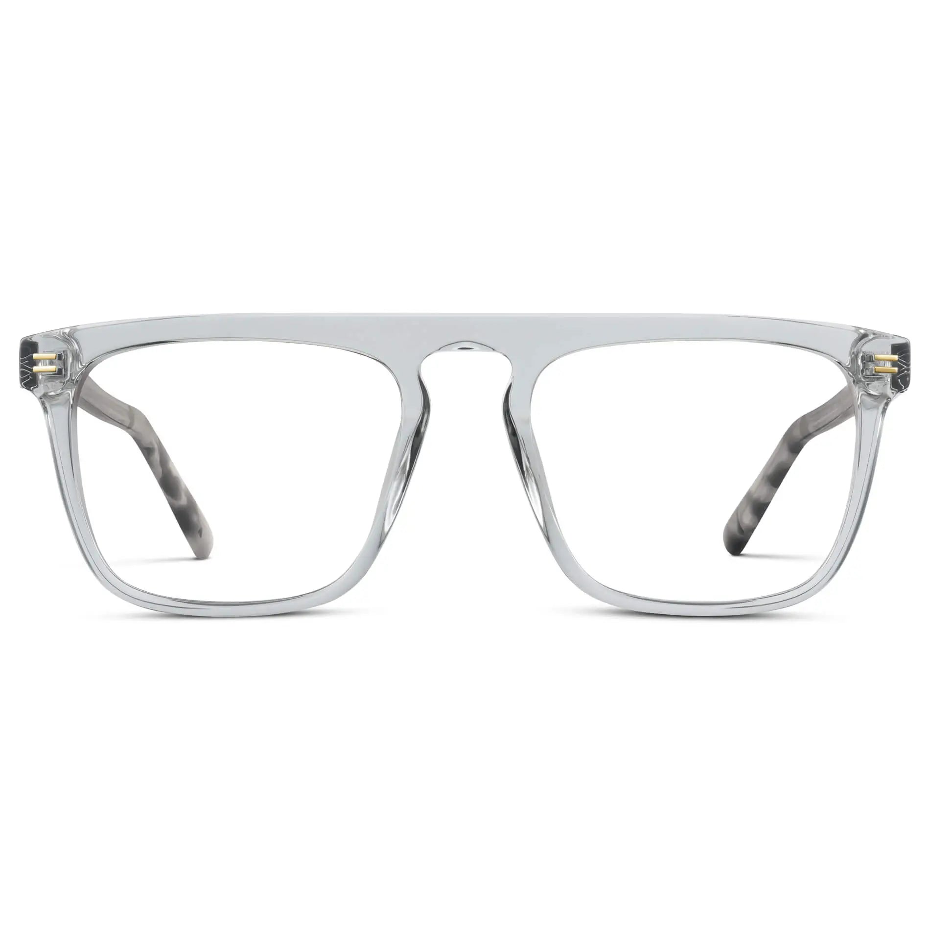Ice Grey || Men's Oversized Square Prescription Glasses with Ice Grey Frames and Clear Lenses on a white background