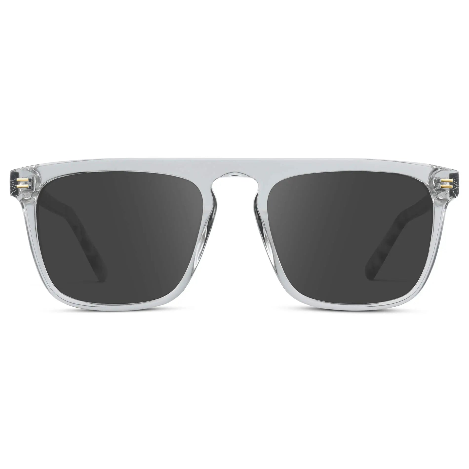 Ice Grey / Grey || Men's Oversized Square Prescription Sunglasses with Ice Grey Frames and Grey Lenses on a white background