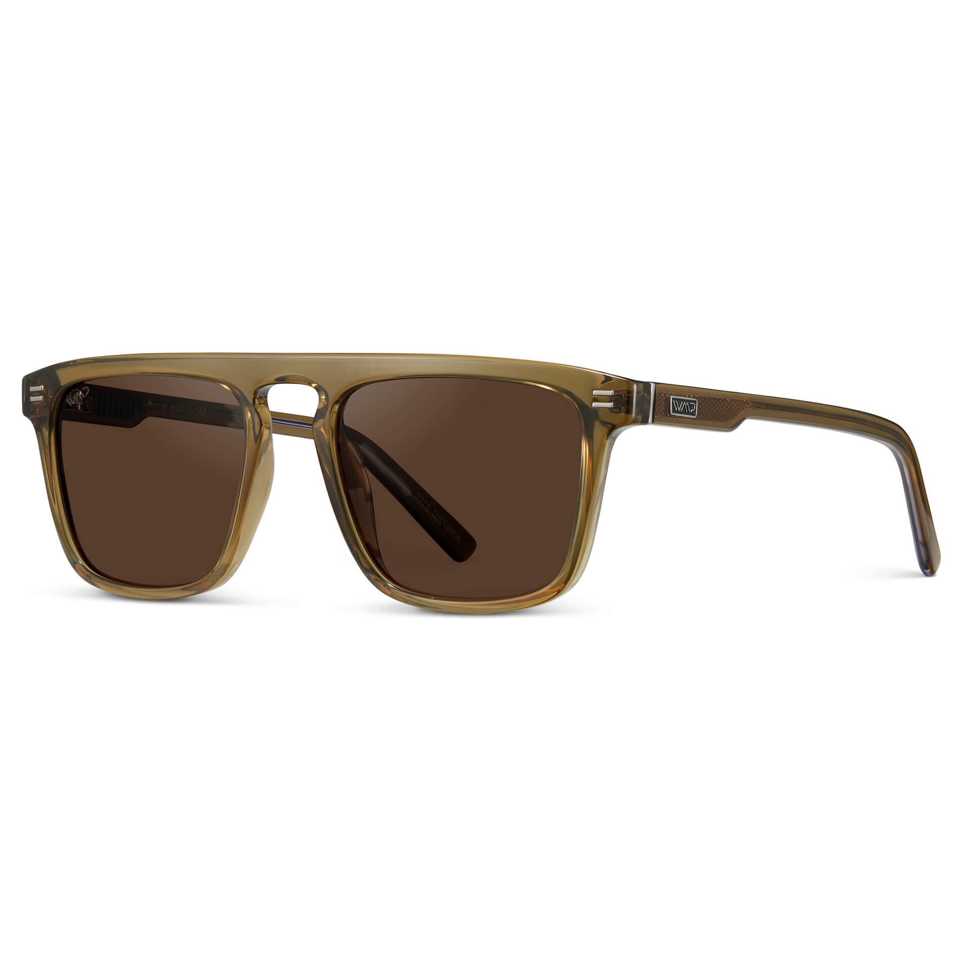 Crystal Verde / Brown Lens || Green Square Sunglasses with Brown Lenses