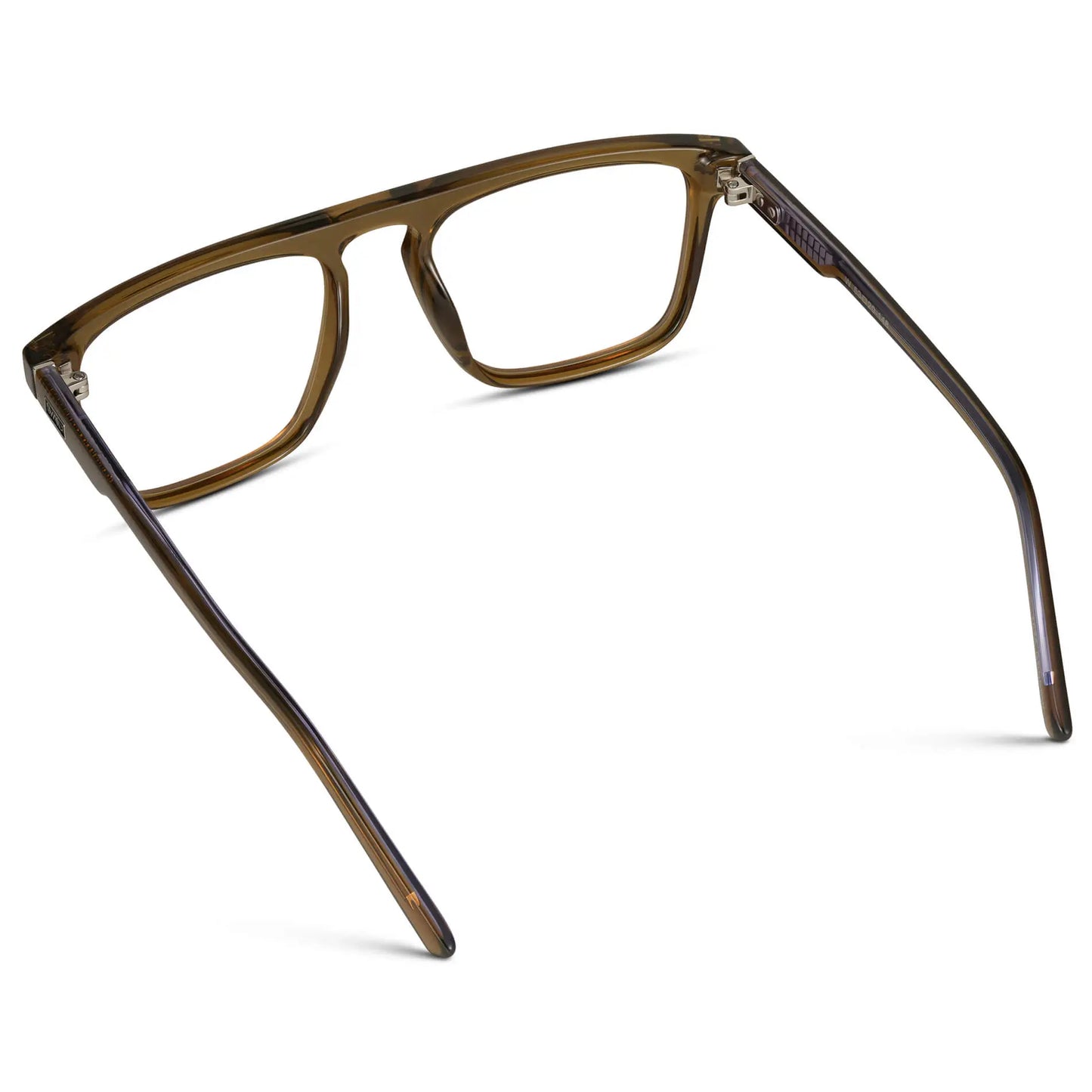 Crystal Verde || Back view of Men's Oversized Square Prescription Glasses with Crystal Verde Frames and Clear Lenses on a white background