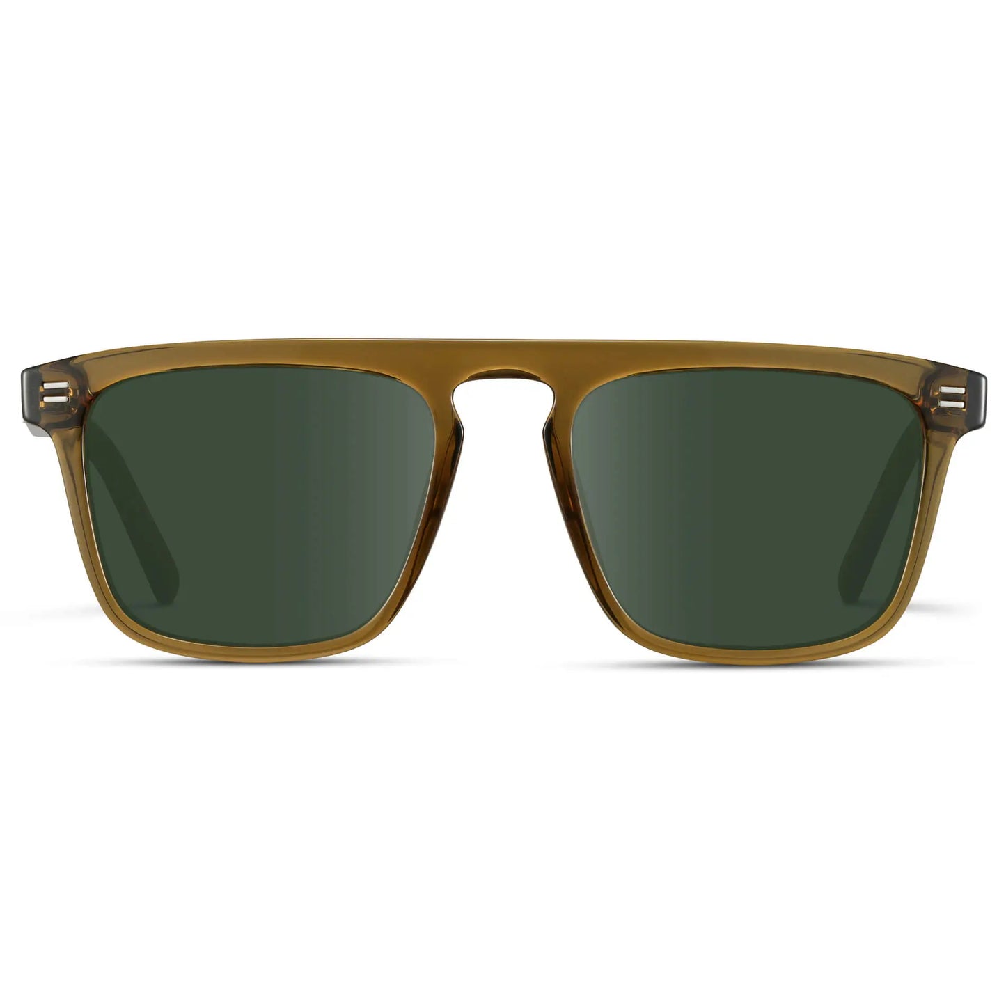 Crystal Verde / G15 || Front view of Men's Sleek and Modern Prescription Sunglasses with Crystal Green Frame and Green Lenses