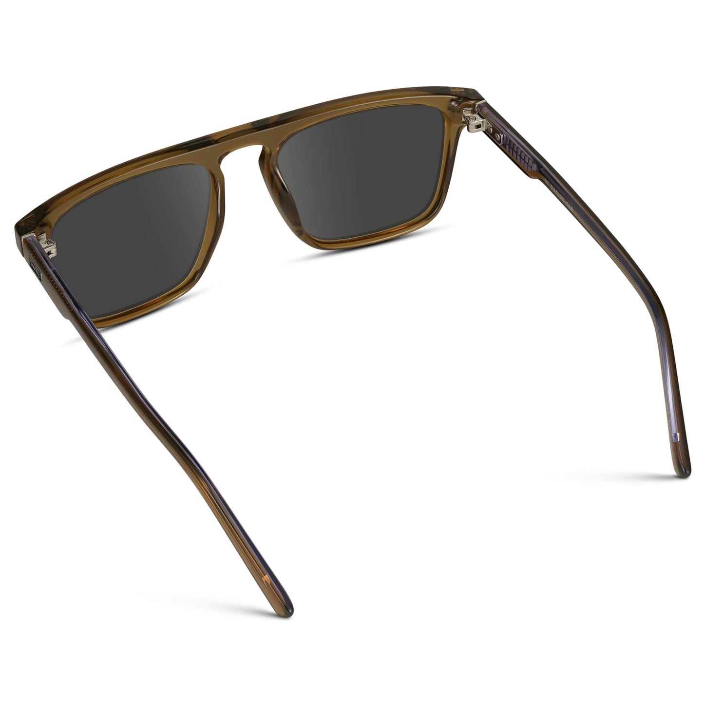 Crystal Verde / Grey Lens || Sleek and modern eyeglasses with thick, straight lines with slightly rounded corners in crystal verde frame with dark grey lens