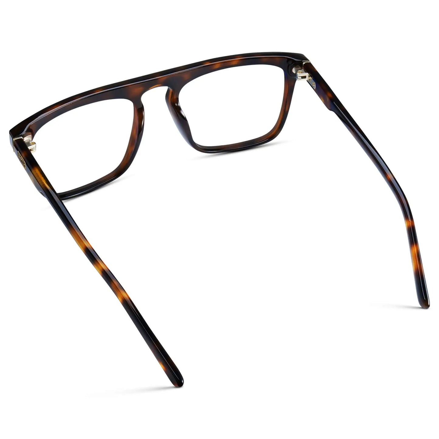 Brown Tortoise || Back view of Men's Oversized Square Prescription Glasses with Brown Tortoise Frames and Clear Lenses on a white background
