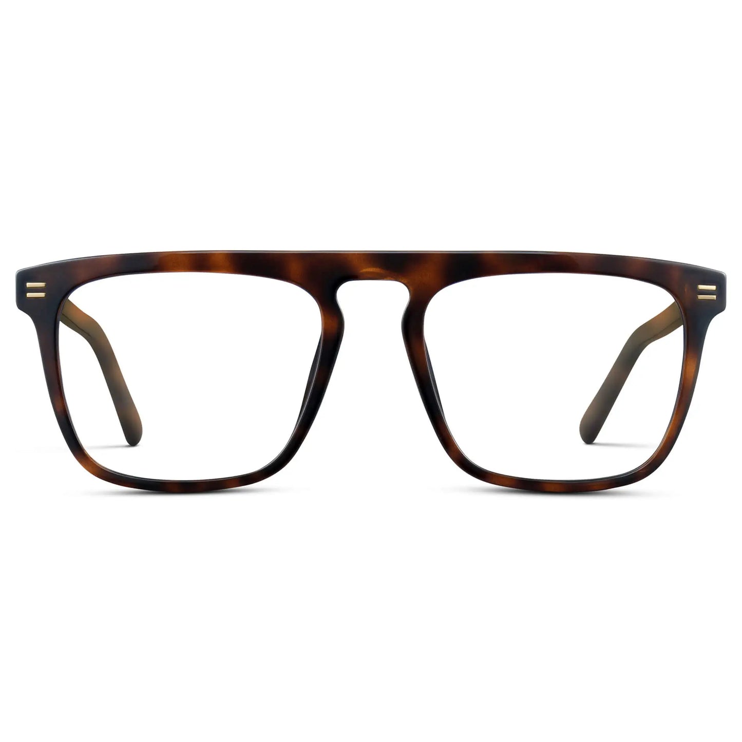 Brown Tortoise || Men's Oversized Square Prescription Glasses with Brown Tortoise Frames and Clear Lenses on a white background
