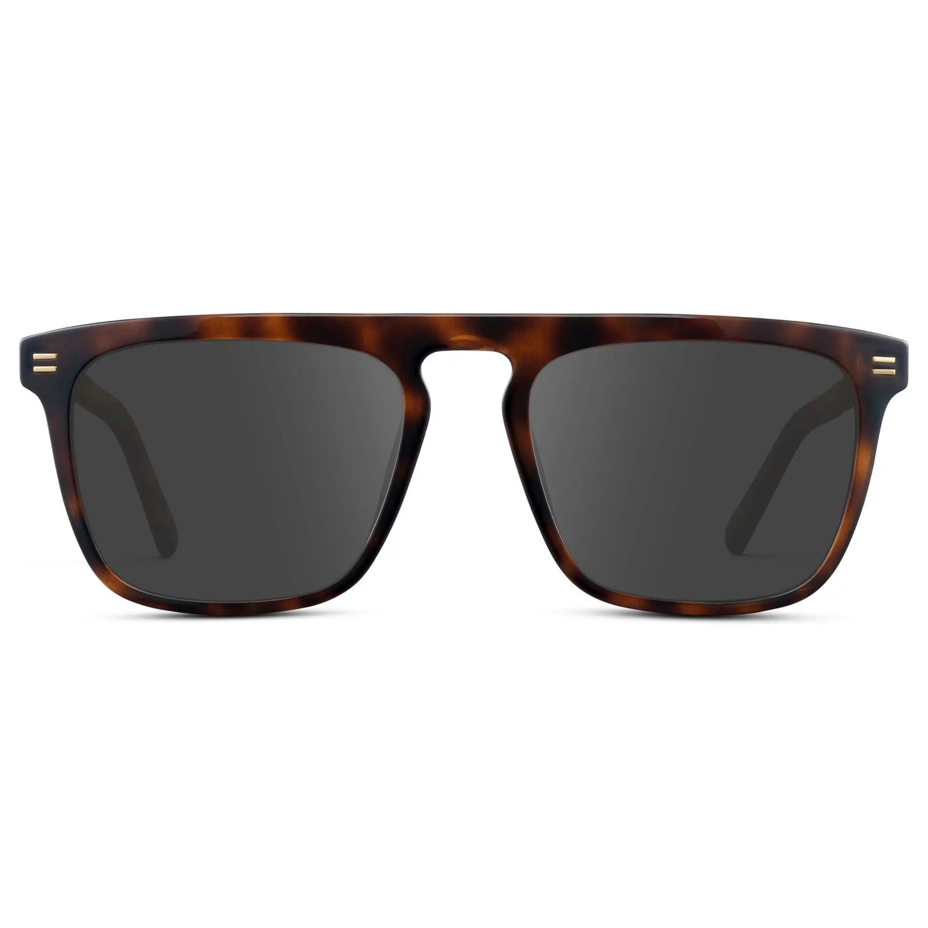 Brown Tortoise / Grey || Men's Oversized Square Prescription Sunglasses with Brown Tortoise Frames and Grey Lenses on a white background